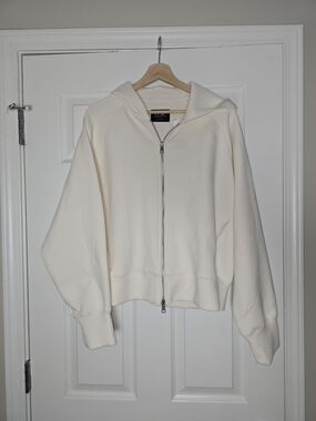 Ivory Zip-Up Hooded Sweatshirt - Women's Lightweight Hoodie